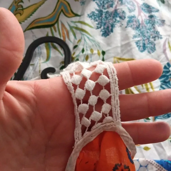 ❤️2 For $14❤️ Surf Gypsy Vibrant Orange and Blue Women's Blouse - Picture 5 of 5